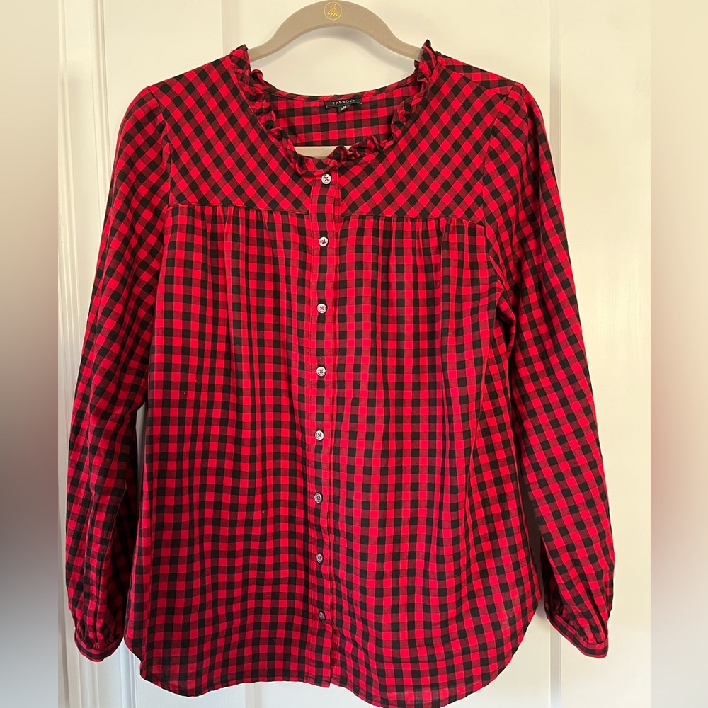 Talbots Red & Black Blouse